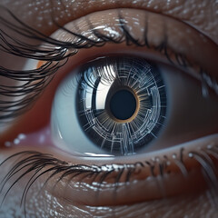 of a dark-skinned man's eye, close-up.