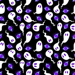 Halloween ghost seamless cartoon pattern for wrapping paper and fabrics