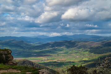 Photograph of the Delika river valley, from the viewpoint of the Nervion waterfall, between the province of Burgos and the Basque Country, Spain.