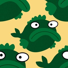 Cartoon sea animals seamless fish pattern for wrapping paper and fabrics