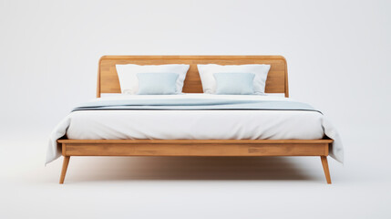 illustration of a modern wooden bed in scandinavian style