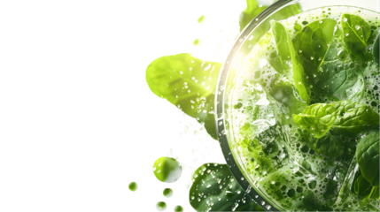  A revitalizing green smoothie in a highball glass, bursting with the freshness of spinach and mint, transparent background