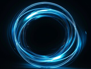 A blue light circle in the dark.