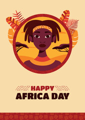 Flat africa day celebration vertical poster template