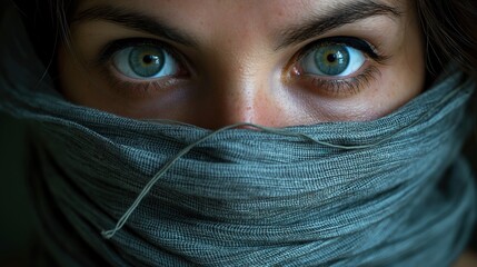 Stunning Close-Up of Eyes Behind Veil