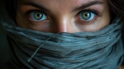 Intense Eye Expression Masked Woman