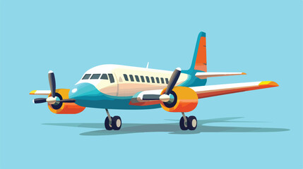 Toy airplane on color background. Travel concept 2d