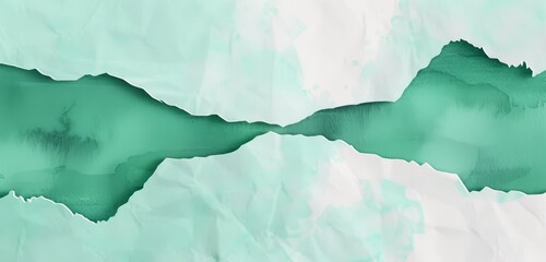 Naklejka premium Abstract green and white watercolour with jagged edges on a light background.