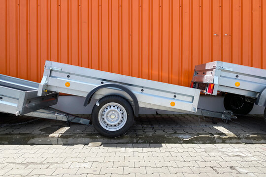 New cargo trailer for a passenger car, many car trailers for sale.