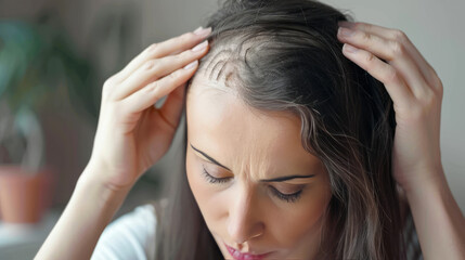 Fototapeta premium Losing hair is called alopecia or balding. It's when your hair follicles are shaped like text and it makes your hairline recede. As a result, your hair gets thinner and you can go bald.