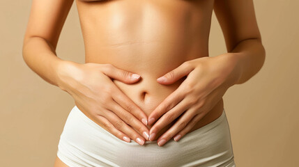 Remove stretch marks and improve skin elasticity on a flabby belly using skincare techniques.