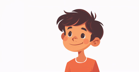 Beautiful illustration of a happy boy on a white background - copy space