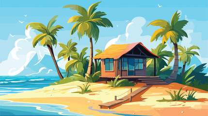 Fototapeta na wymiar Tropical beach resort with guest houses or bungalow