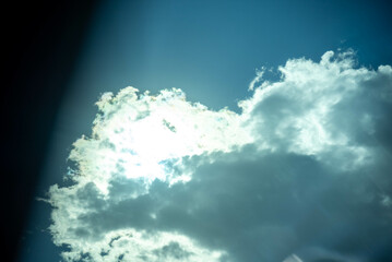 Cumulunimbus clouds in contrast to the sun