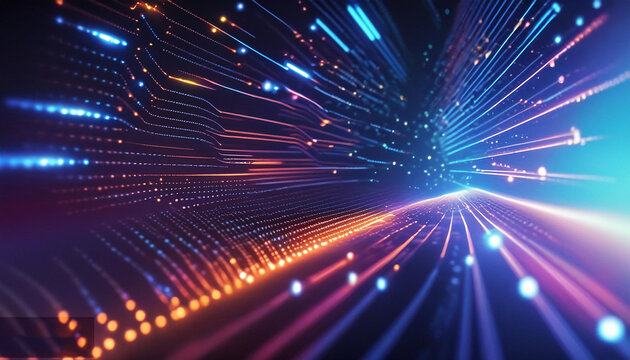 technological operations, neural networks, AI, data transmission, encryption, digital archives, visual representations, scientific research background, generative ai