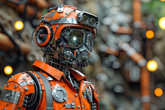 Futuristic Robot Miner: Digital Artwork of a Towering Figure