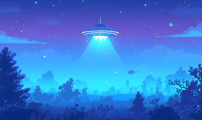 Unidentified flying object. World UFO day illustration.