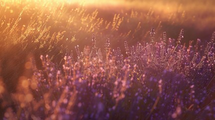 Lavender field at sunset for floral and nature themed designs