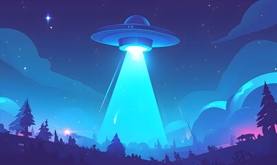 Unidentified flying object. World UFO day illustration. 