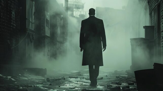 Editorial photography of a hitman character in a noir setting