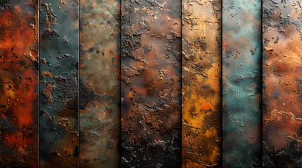 Rustic Brushed Metal Texture: Aged Surface with Earthy Tones and Subtle Rust-Eaten Details