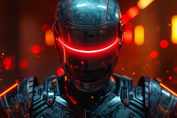 Detailed Portrait Concept Art: Film Visual Fusion Horror Hybrid Creature in Futuristic Armor