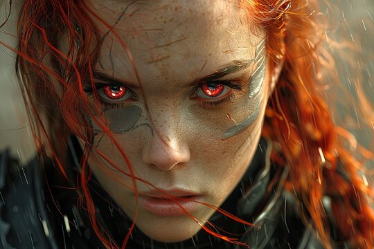 Red-Haired Telepath: Mesmerizing 8K Digital Artwork of Unleashed Power