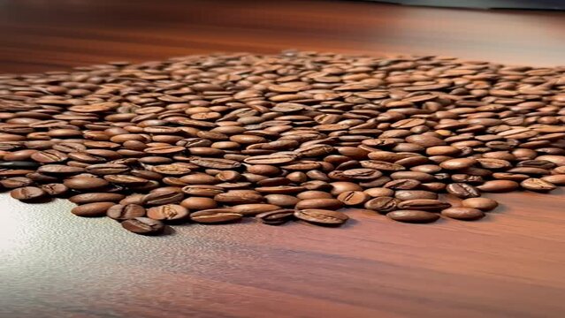 Close-up shot of coffee beans for a cinematic video.
