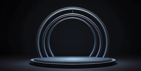 3D stage abstract. 3D background dark room product circle studio.