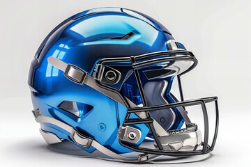Fototapeta premium Close-up of a football helmet with a blue design