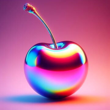 Cherry holographic 3D illustration