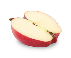 Half of ripe red apple on white background