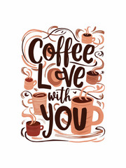 Deep brown whimsical steaming mugs with cozy colors for warmth with typography