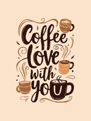 Deep brown whimsical steaming mugs with cozy colors for warmth with typography