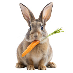 Fototapeta premium A rabbit is eating a carrot