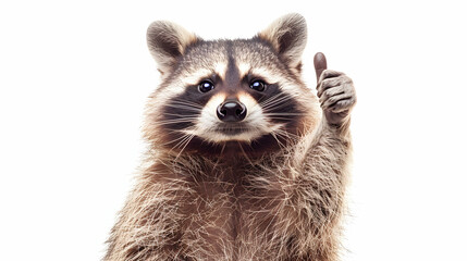 close up of a raccoon isolated on white