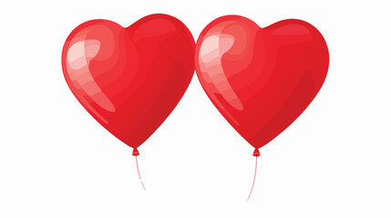 Two bright and colorful heart shaped balloons carto
