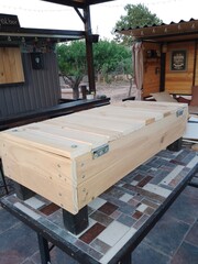 Handmade Pine Wooden Bench Storage Box 
