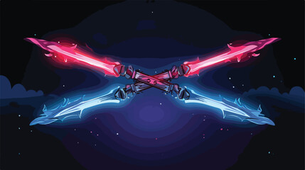 Two crossed Light swords. Red and blue sword in the