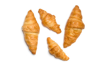 set of croissants on white background