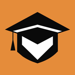 degree logo with convocation hat in black simple minimalist