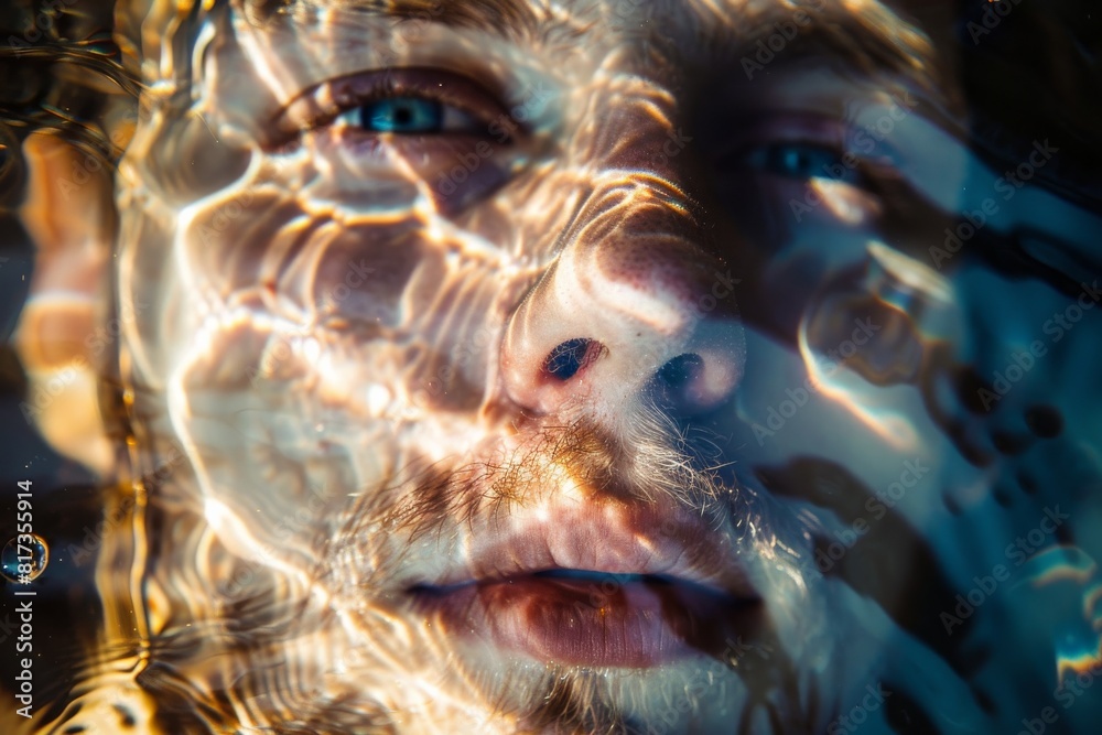 Fototapete this image captures an abstract view of light reflections on water, creating a serene and artistic v