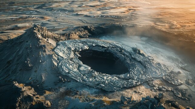 aerial drone view of icelandic fantactic volcanic landscape, close to sunset time 1