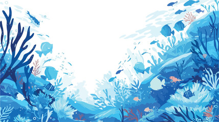 Underwater life banner template engraved vector ill