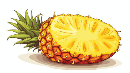 Unpeeled pineapplewedge triangular slice sifde view