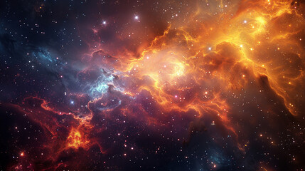 Fototapeta premium Vibrant Photo of a Nebula's Star-Studded Beauty Exploring the Celestial Splendor of Deep Space in Vivid Detail