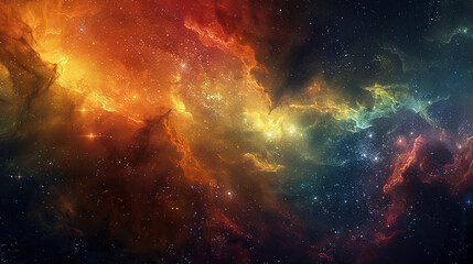 Fototapeta premium Vibrant Photo of a Nebula's Star-Studded Beauty Exploring the Celestial Splendor of Deep Space in Vivid Detail