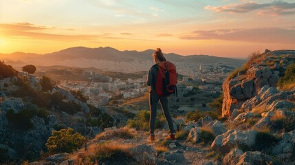 Fototapeta premium Hiker Photographing Sunset 4