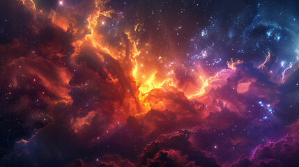Vibrant Photo of a Nebula's Star-Studded Beauty Exploring the Celestial Splendor of Deep Space in Vivid Detail