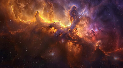 Vibrant Photo of a Nebula's Star-Studded Beauty Exploring the Celestial Splendor of Deep Space in Vivid Detail